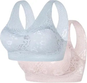 2 Piece Outfits Sports Bras for Women Large Bust Hollow Out Push Up Bralette Wireless Wireless Everyday Daily Bra