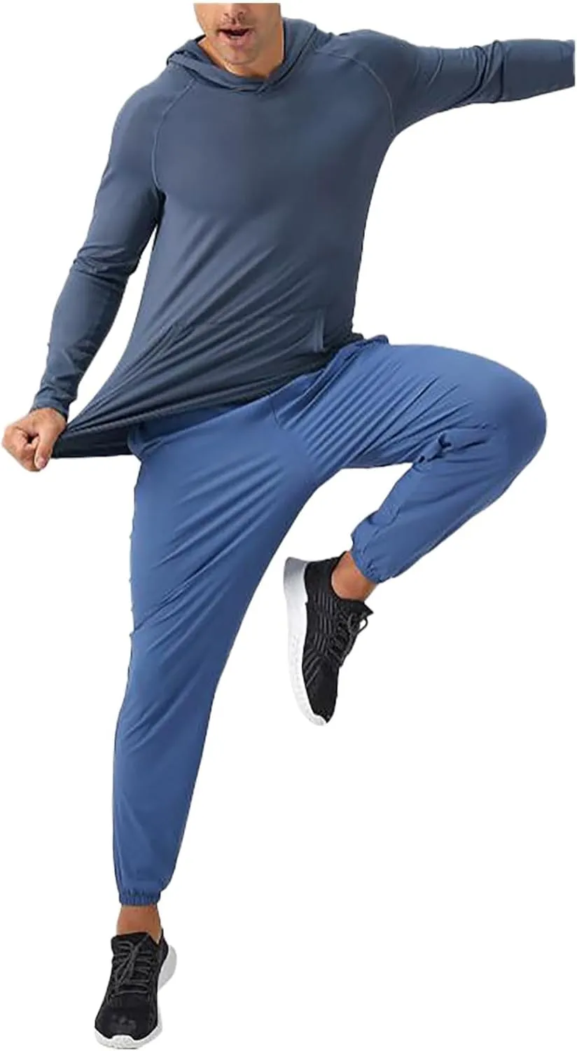 2025 Men's Sports Hoodie Hooded Absorption Quick Drying Fitness Jacket Slim Running Training Long Sleeve