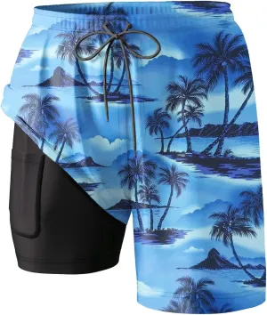 2025 Mens Swim Trunks Quick Dry Bathing Suits with Compression Liner Summer Beach Swimsuits Shorts with Pockets