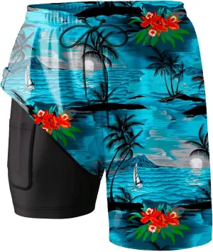 2025 Mens Swim Trunks Quick Dry Bathing Suits with Compression Liner Summer Beach Swimsuits Shorts with Pockets