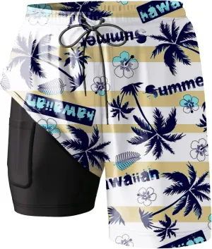 2025 Mens Swim Trunks Quick Dry Bathing Suits with Compression Liner Summer Beach Swimsuits Shorts with Pockets