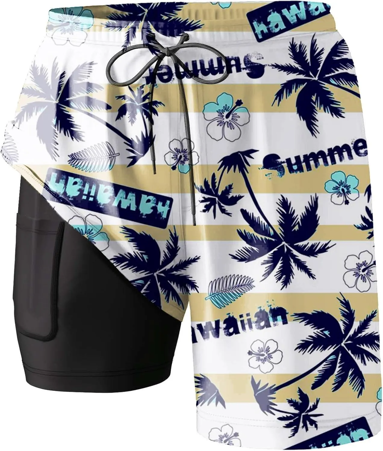 2025 Mens Swim Trunks Quick Dry Bathing Suits with Compression Liner Summer Beach Swimsuits Shorts with Pockets