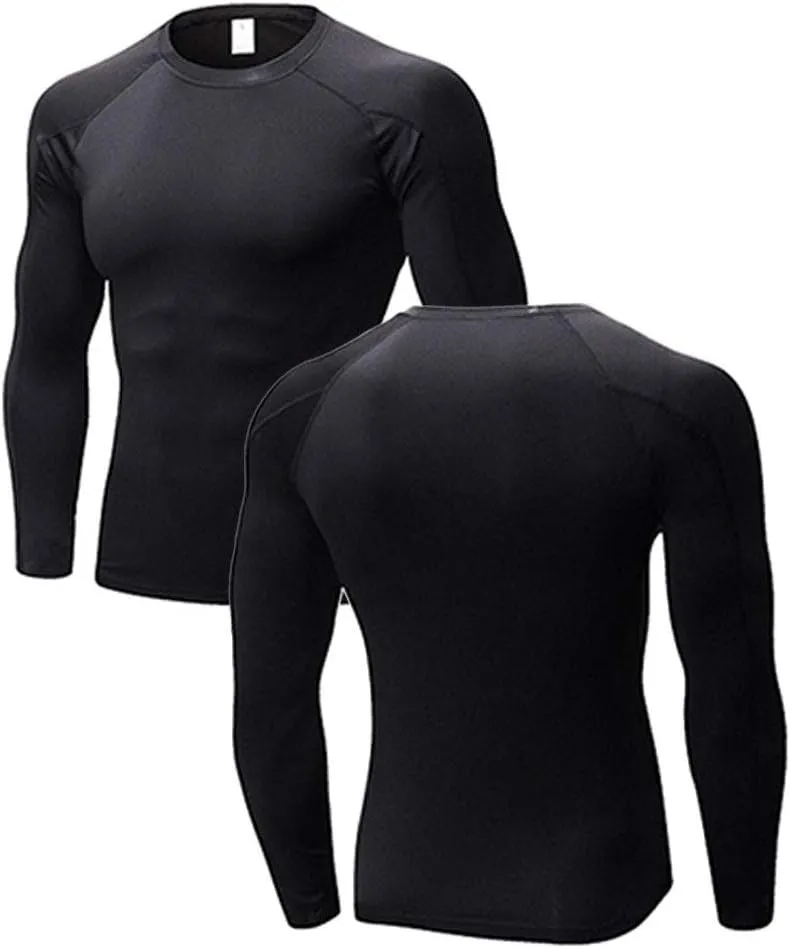 3 Pack Compression Shirts for Men Long Sleeve Football Undershirt Athletic Dry Shirts Performance Workout Baselayer