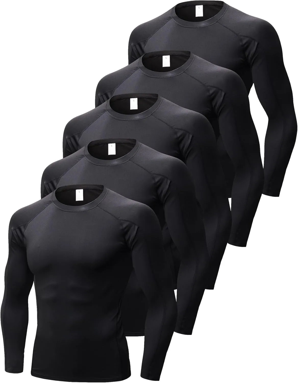 3 Pack Compression Shirts for Men Long Sleeve Football Undershirt Athletic Dry Shirts Performance Workout Baselayer