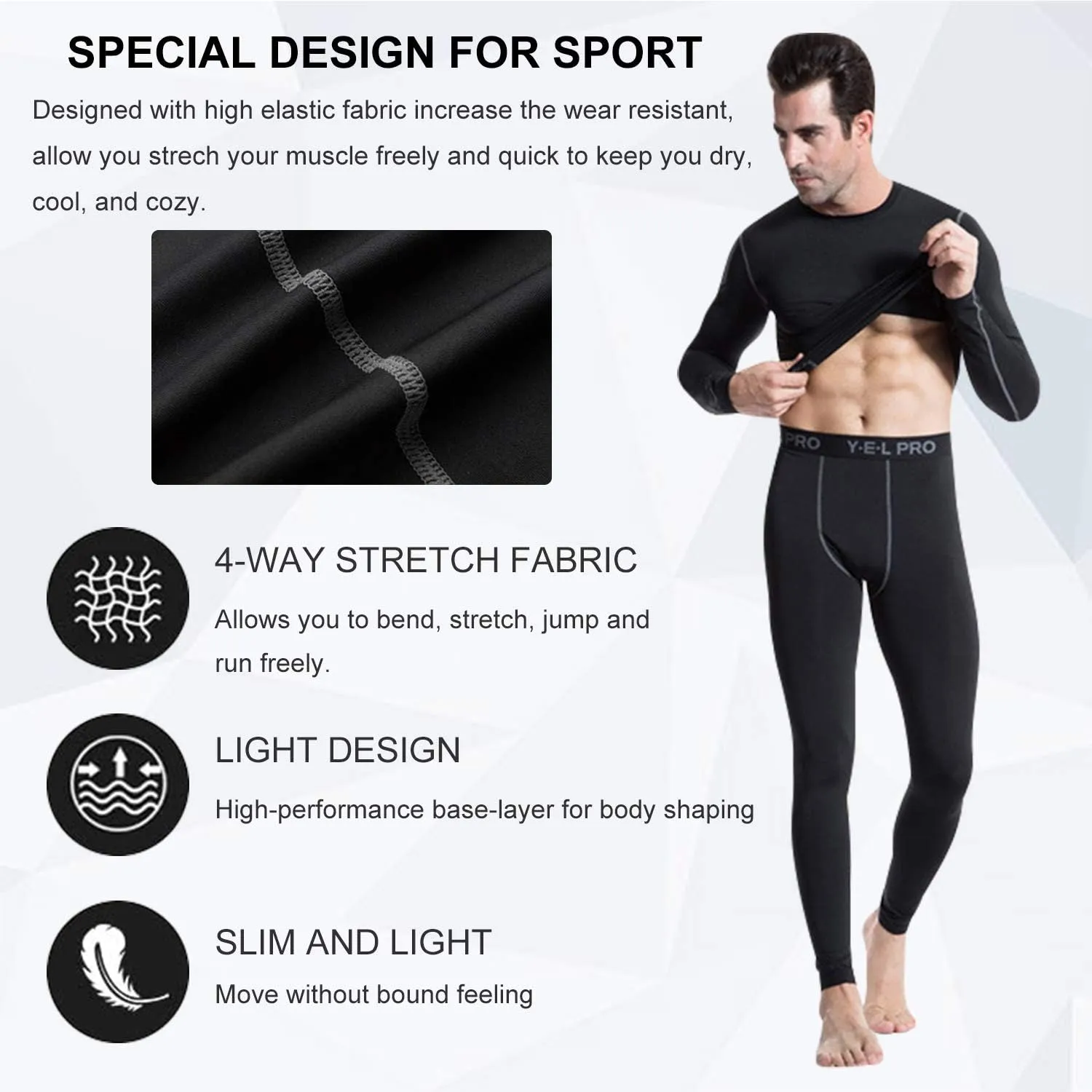 3 Pack Compression Shirts for Men Long Sleeve Football Undershirt Athletic Dry Shirts Performance Workout Baselayer