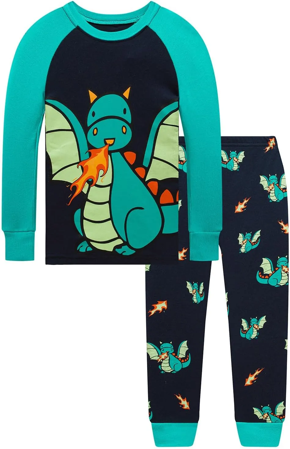4 Pieces Boys Pajamas Toddler Boys Long Sleeve Cotton Pjs Kids Sleepwear Sets 24Months-12Years