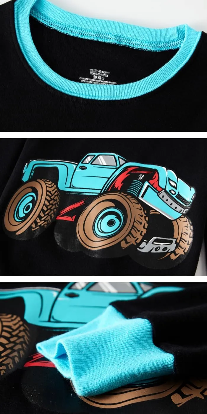 4 Pieces Boys Pajamas Toddler Boys Long Sleeve Cotton Pjs Kids Sleepwear Sets 24Months-12Years