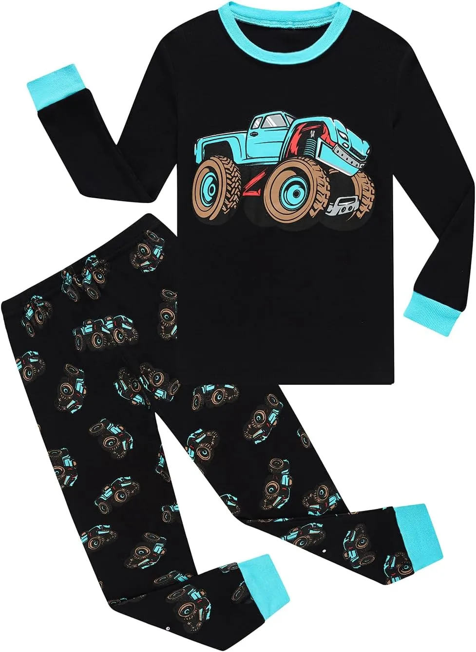 4 Pieces Boys Pajamas Toddler Boys Long Sleeve Cotton Pjs Kids Sleepwear Sets 24Months-12Years