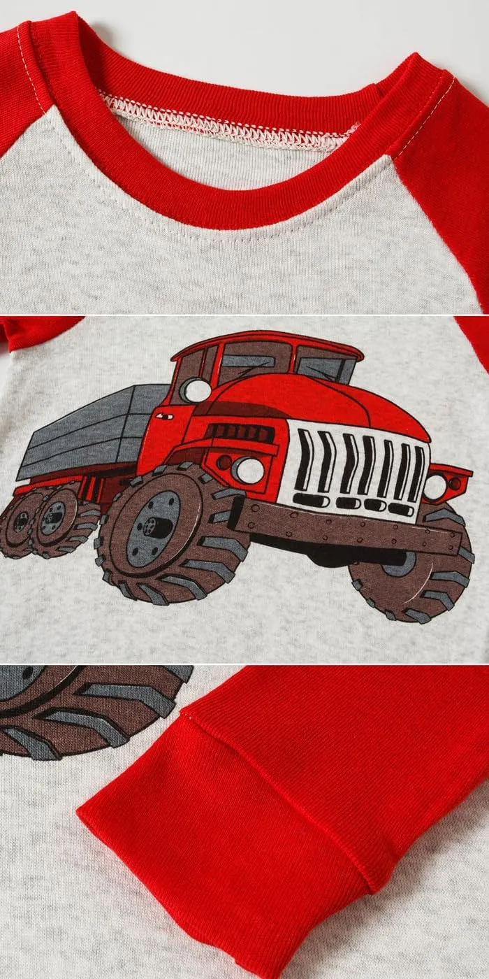 4 Pieces Boys Pajamas Toddler Boys Long Sleeve Cotton Pjs Kids Sleepwear Sets 24Months-12Years