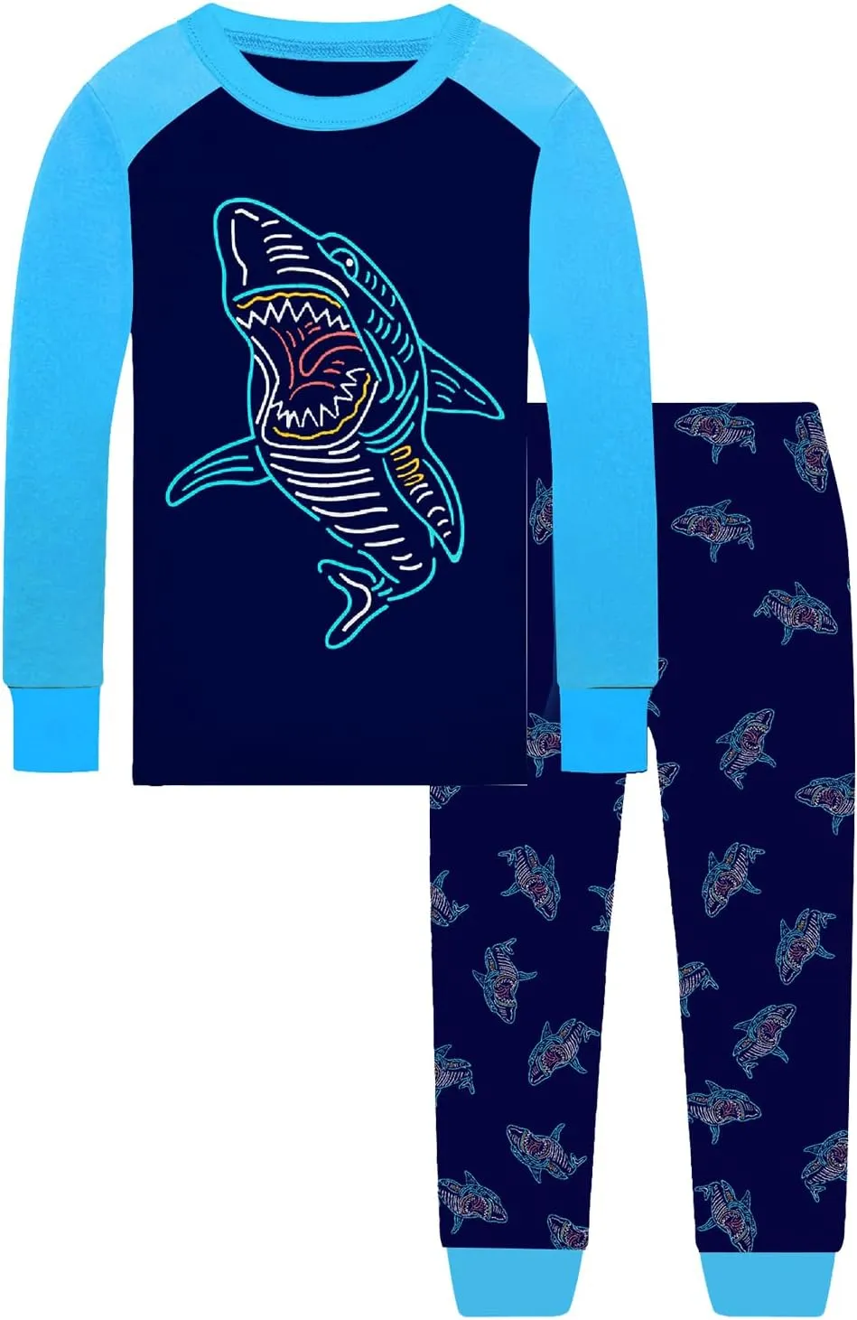 4 Pieces Boys Pajamas Toddler Boys Long Sleeve Cotton Pjs Kids Sleepwear Sets 24Months-12Years