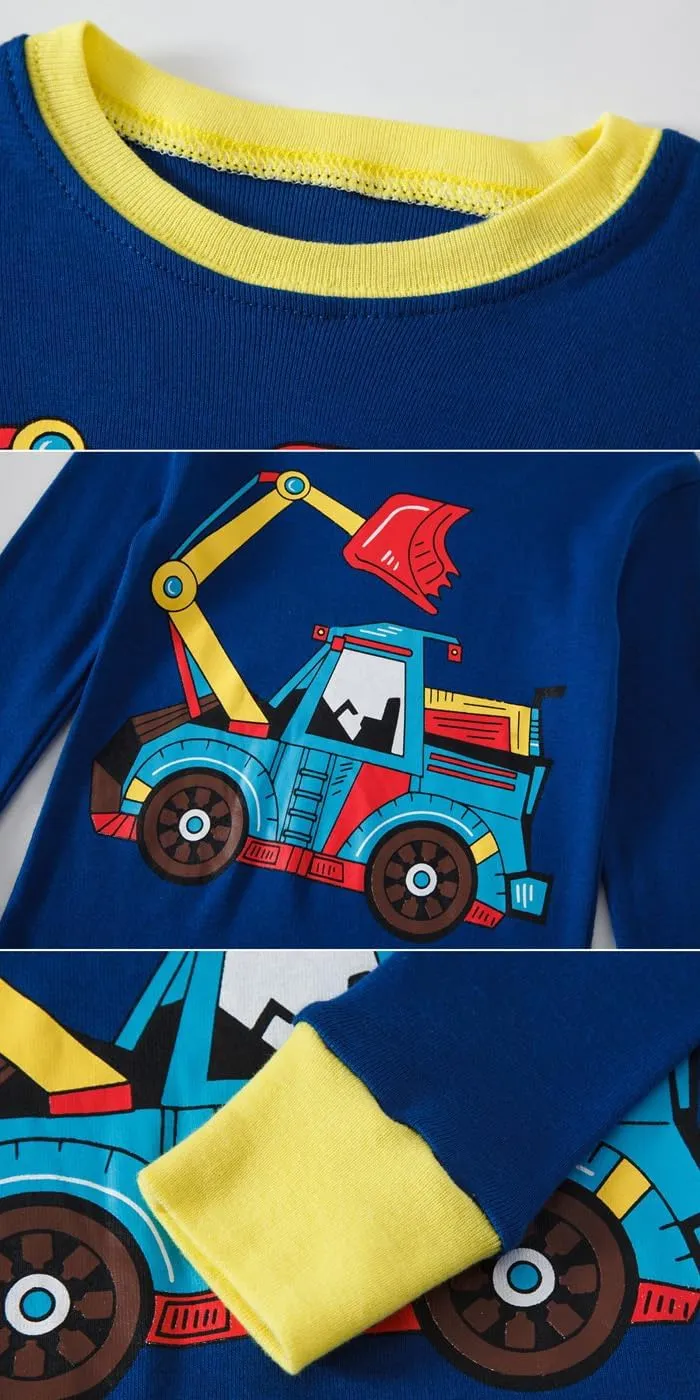4 Pieces Boys Pajamas Toddler Boys Long Sleeve Cotton Pjs Kids Sleepwear Sets 24Months-12Years