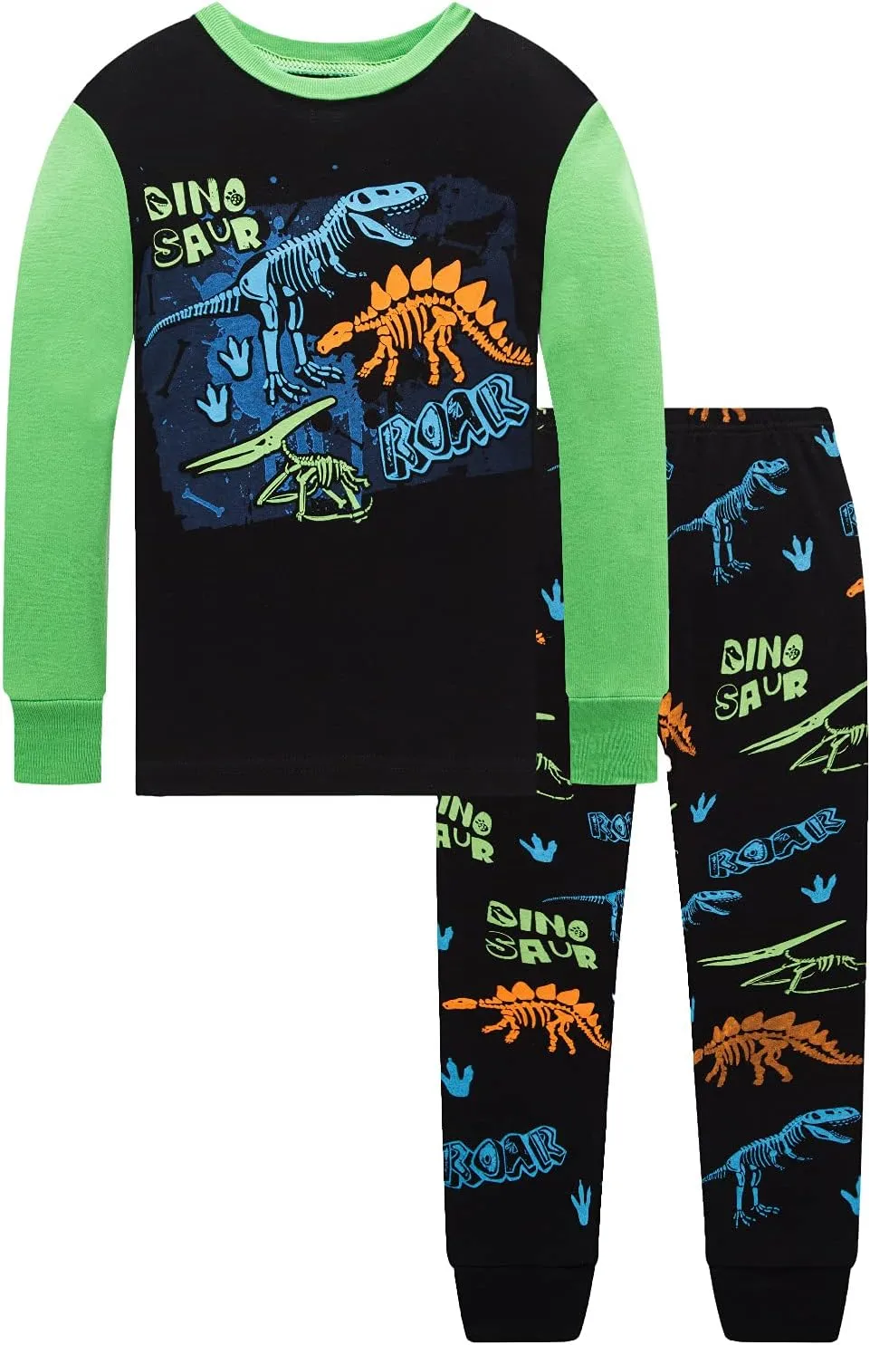 4 Pieces Boys Pajamas Toddler Boys Long Sleeve Cotton Pjs Kids Sleepwear Sets 24Months-12Years