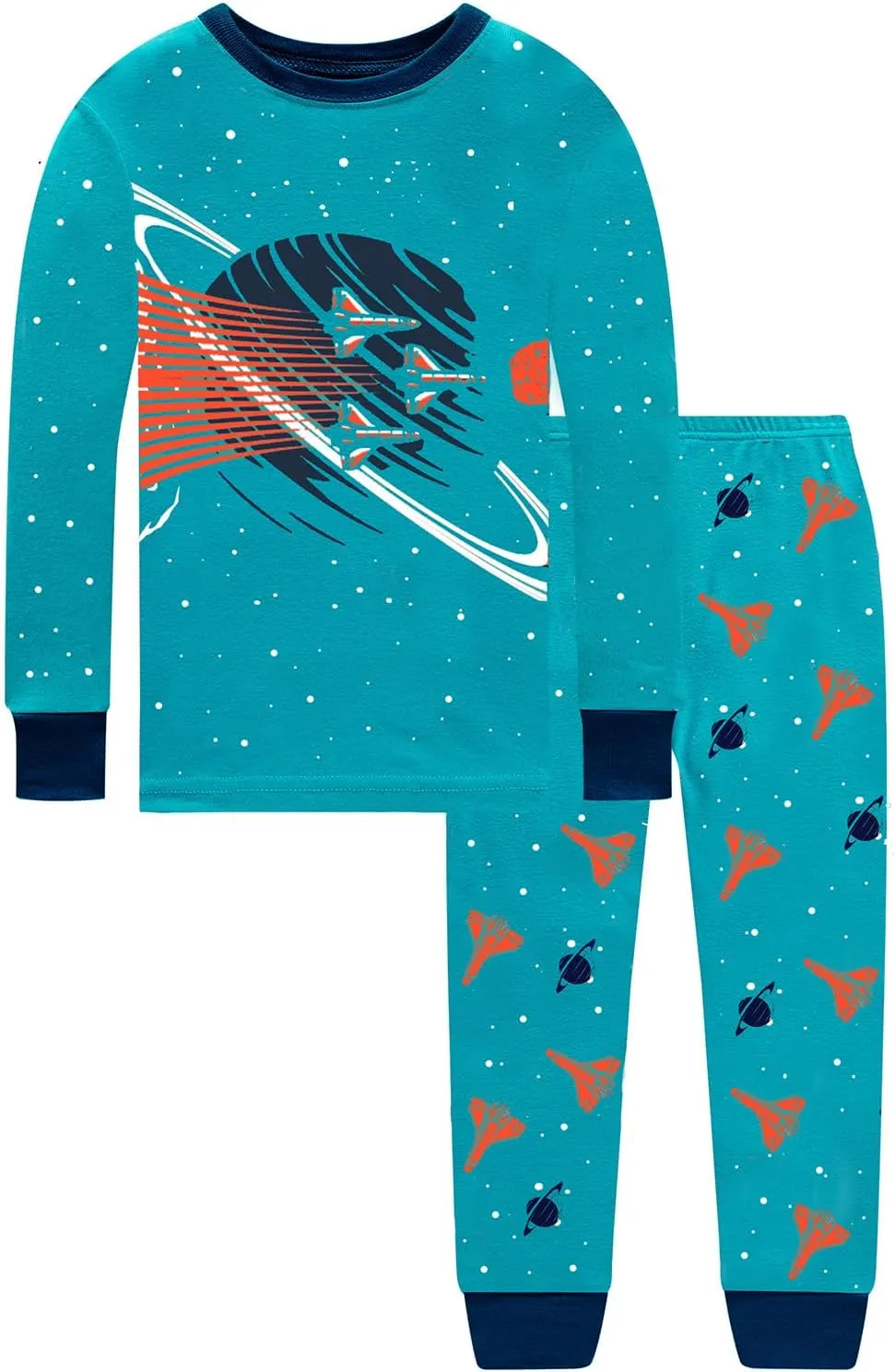 4 Pieces Boys Pajamas Toddler Boys Long Sleeve Cotton Pjs Kids Sleepwear Sets 24Months-12Years