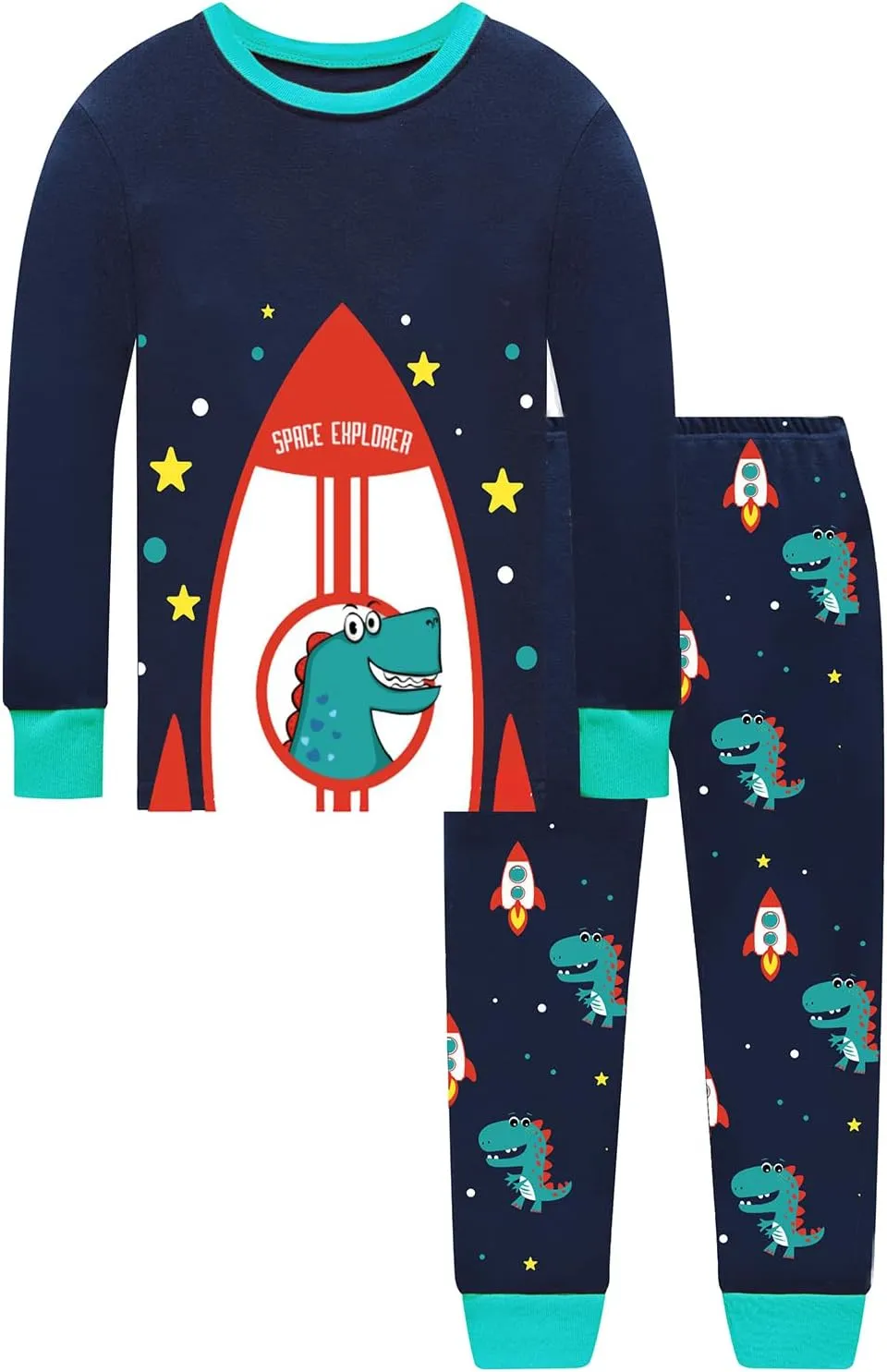 4 Pieces Boys Pajamas Toddler Boys Long Sleeve Cotton Pjs Kids Sleepwear Sets 24Months-12Years