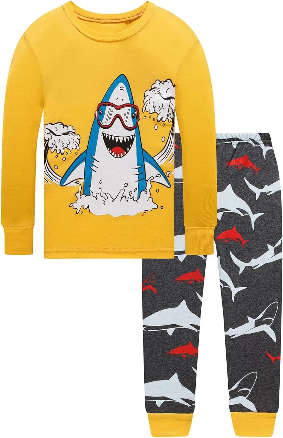 4 Pieces Boys Pajamas Toddler Boys Long Sleeve Cotton Pjs Kids Sleepwear Sets 24Months-12Years