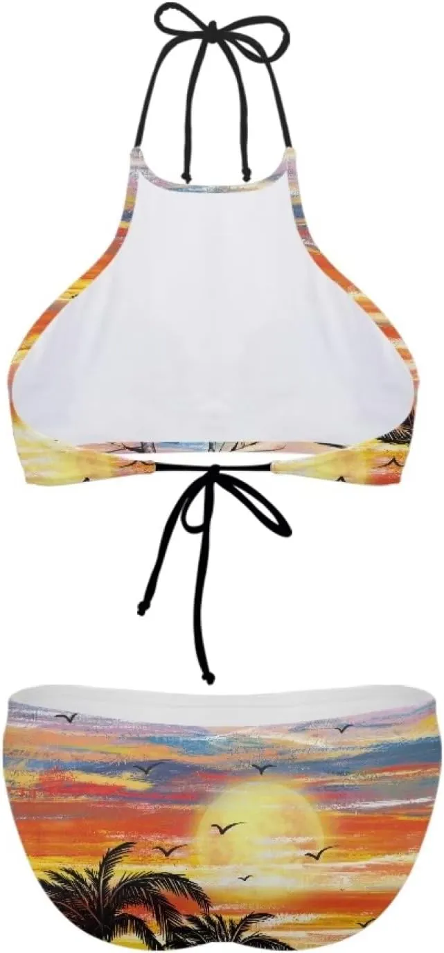 Agoviwo Sexy Graphic Bikini Sets for Women Bathing Suit for Women 2 Piece Bikini Cheeky Bikini Sets