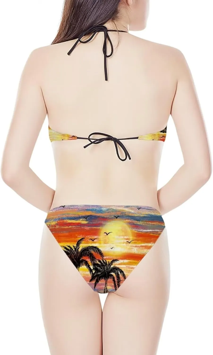 Agoviwo Sexy Graphic Bikini Sets for Women Bathing Suit for Women 2 Piece Bikini Cheeky Bikini Sets
