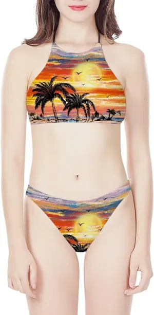 Agoviwo Sexy Graphic Bikini Sets for Women Bathing Suit for Women 2 Piece Bikini Cheeky Bikini Sets