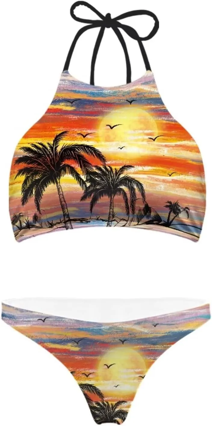 Agoviwo Sexy Graphic Bikini Sets for Women Bathing Suit for Women 2 Piece Bikini Cheeky Bikini Sets