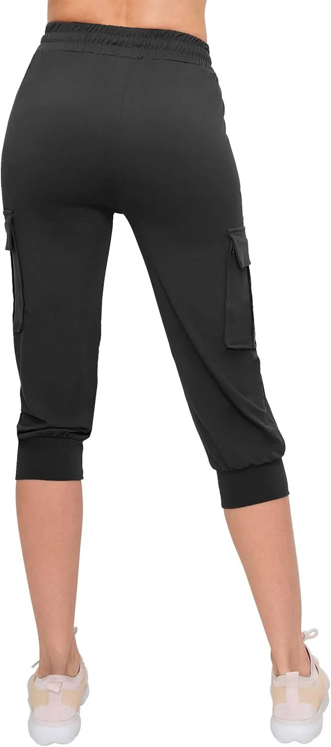 ALWAYS Capri Cargo Jogger Pants for Women - Super Soft Casual Drawstrings Track Cuff Bottoms