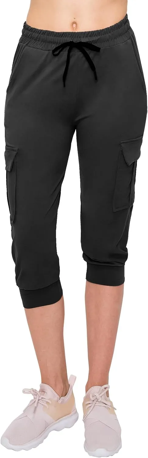 ALWAYS Capri Cargo Jogger Pants for Women - Super Soft Casual Drawstrings Track Cuff Bottoms