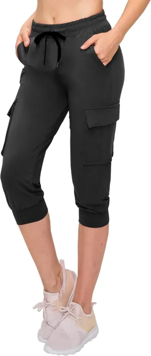 ALWAYS Capri Cargo Jogger Pants for Women - Super Soft Casual Drawstrings Track Cuff Bottoms