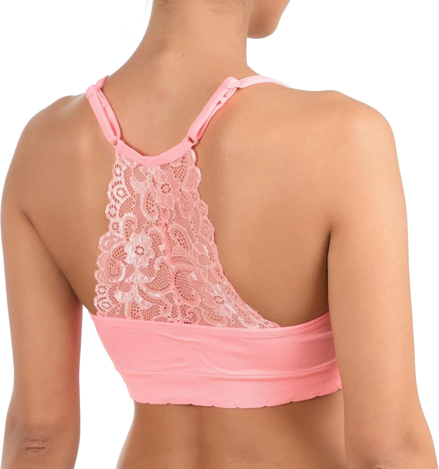 Alyce Intimates Seamless Womens Bra, Pack of 5- Lightly Padded Bra with Removable Cups- Wireless Racerback Bralette