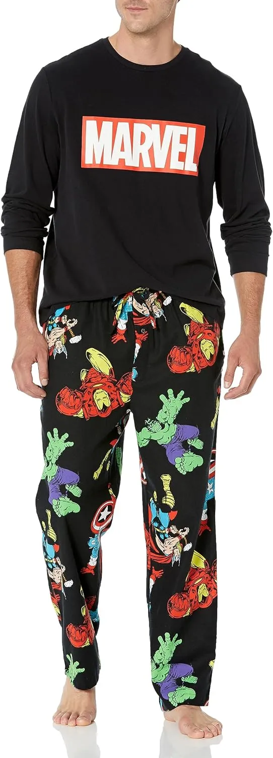 Amazon Essentials Disney | Marvel | Star Wars Men's Flannel Pajama Sleep Sets
