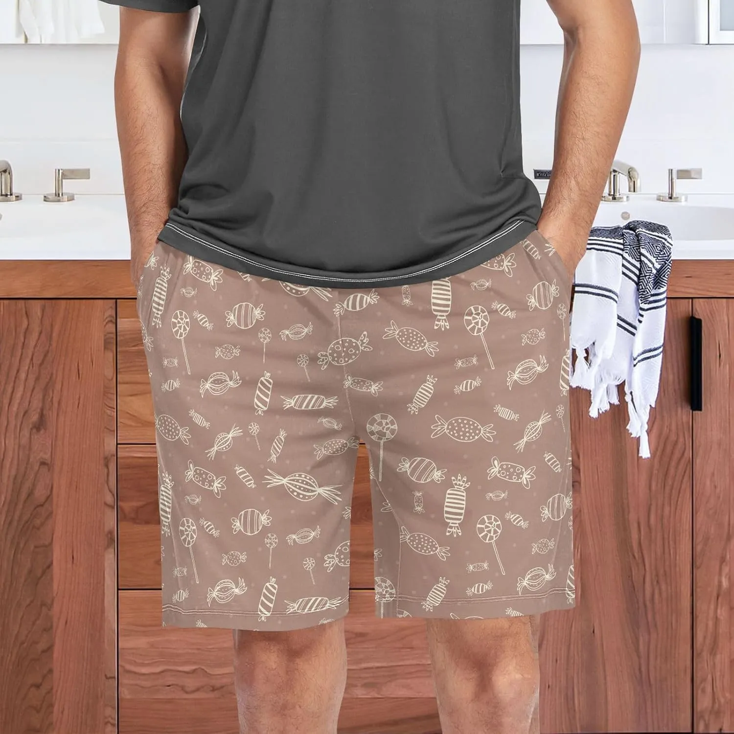 Aslsiy Men's Pajama Shorts Pajama Bottoms Summer Sleep Shorts Lounge PJ Pants