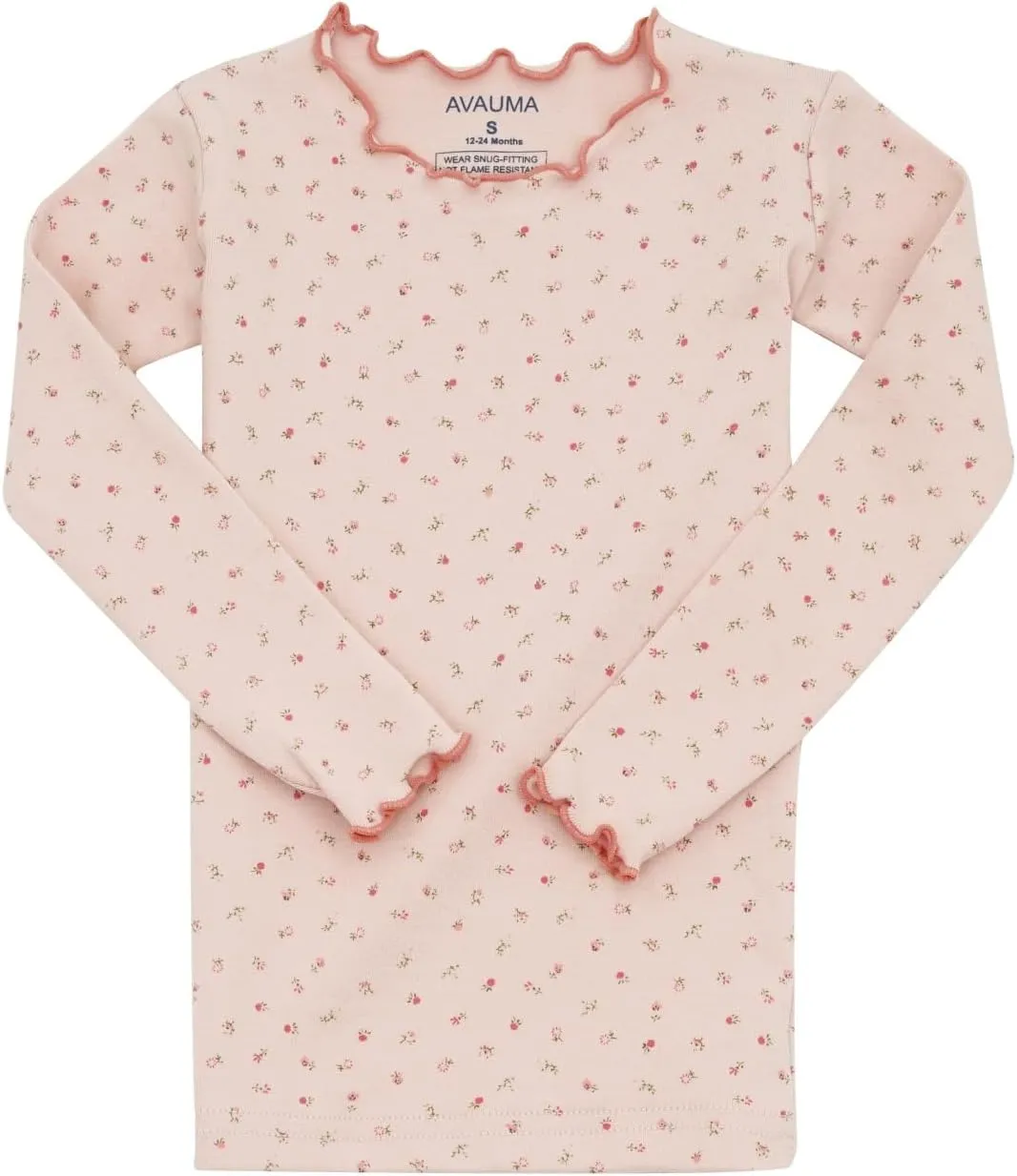 AVAUMA Baby Boy Girl Pajama Set 6M-7T Kids Cute Toddler Snug fit Flower Pattern Design Pjs Cotton Sleepwear Ruffled Shirring