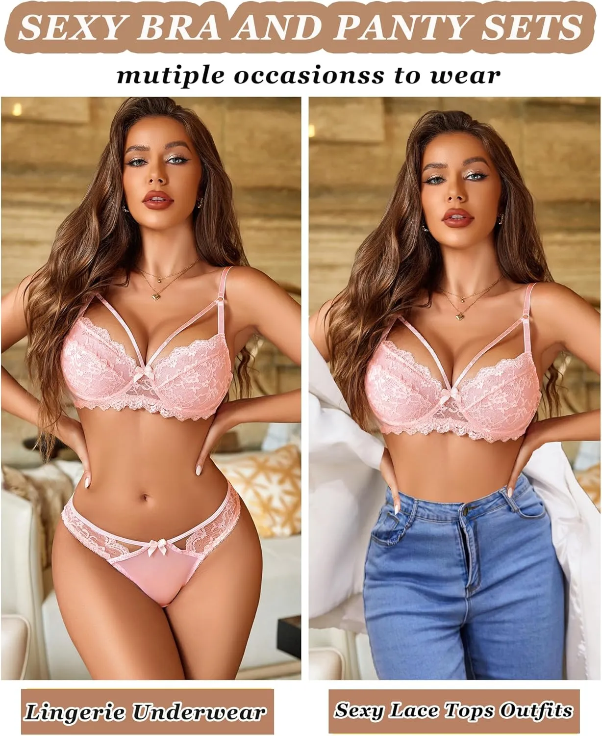 Avidlove Lingerie Sets For Women Sexy 2 Piece Bra And Panty Lace Underwear Sets Underwired Babydoll Outfits S-XXL