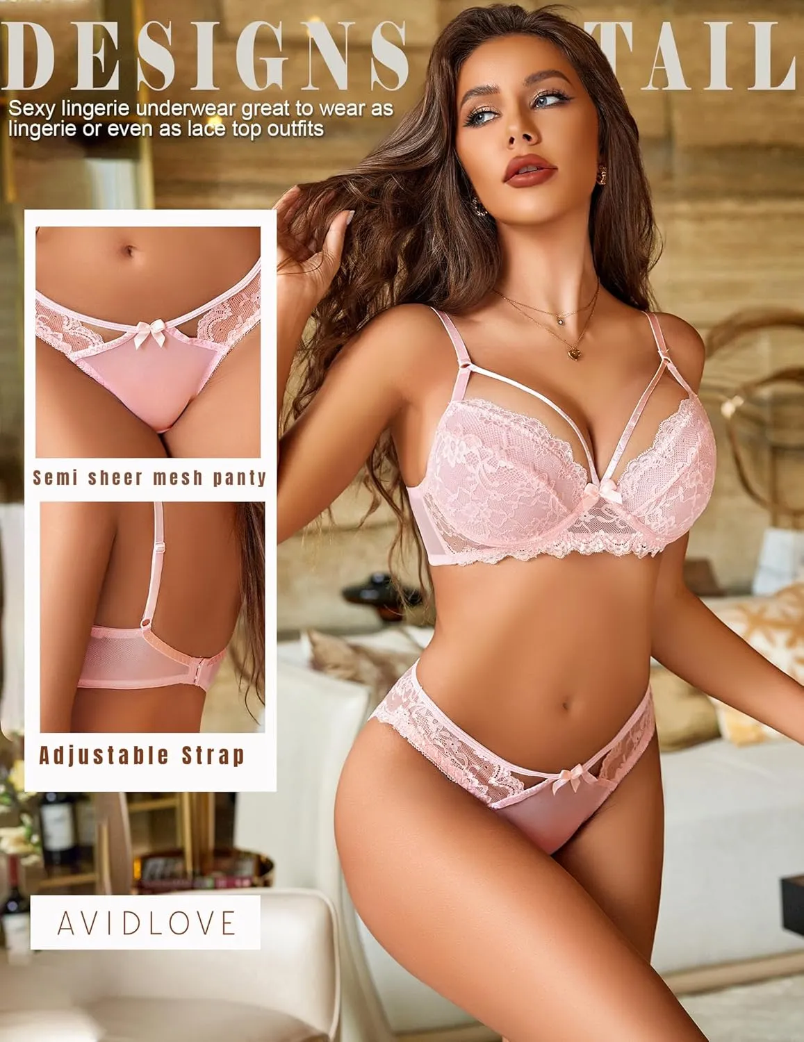 Avidlove Lingerie Sets For Women Sexy 2 Piece Bra And Panty Lace Underwear Sets Underwired Babydoll Outfits S-XXL
