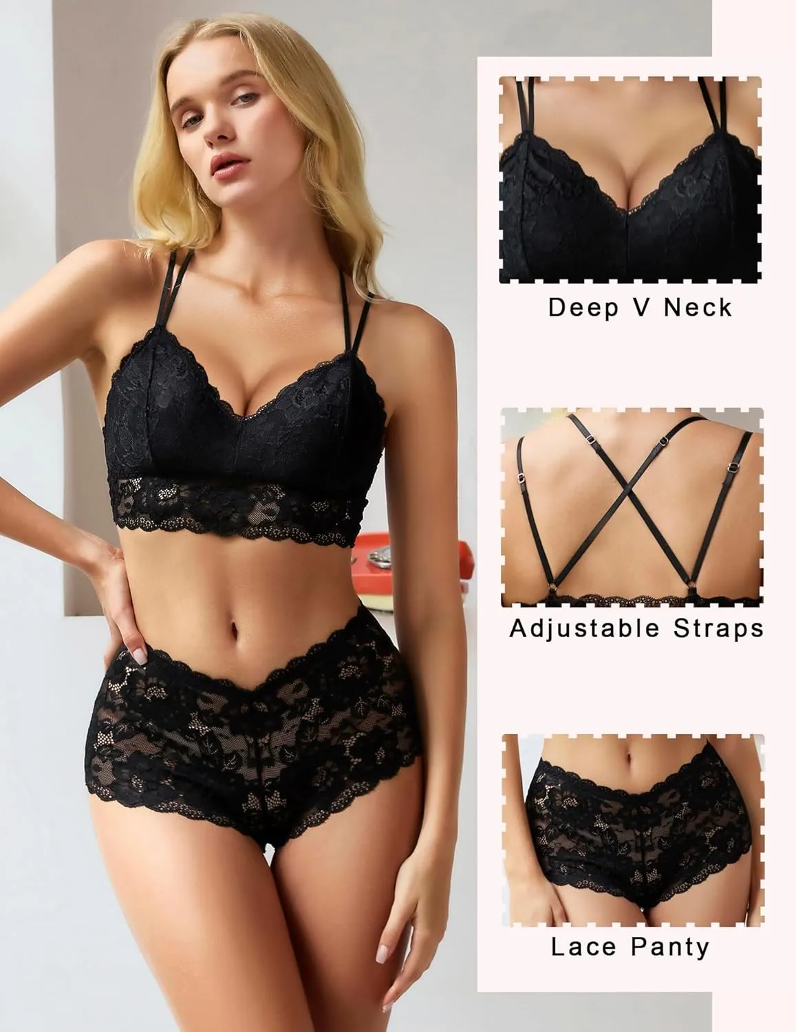 Avidlove Sexy Lingerie Set for Women Lace Bra and Panty Set 2 Piece Lingerie Set Exotic Lingerie Sets