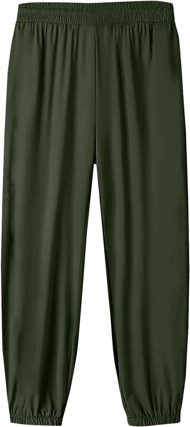 Beeswan Pants for Women Casual Loose Stretchy Work Pants Jogging Elastic Summer Solid Outfit Ankle-Length with Pockets