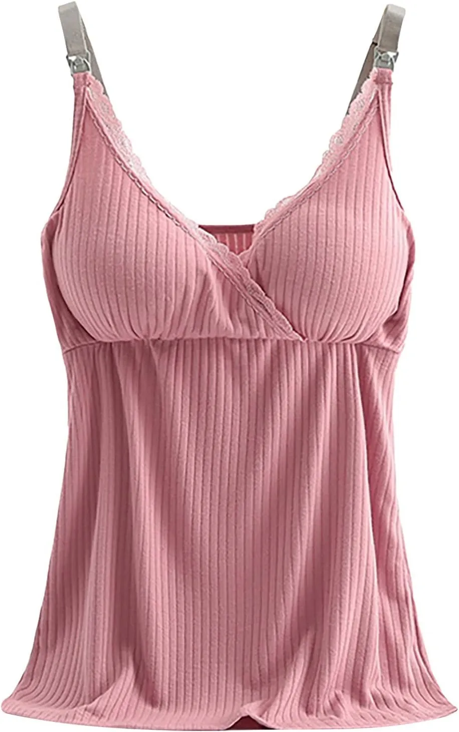 Binmer Nursing Cami Tank Tops for Breastfeeding Women with Built in Bra Sleeveless V Neck Camisole Soft Comfy Pregnant Shirts