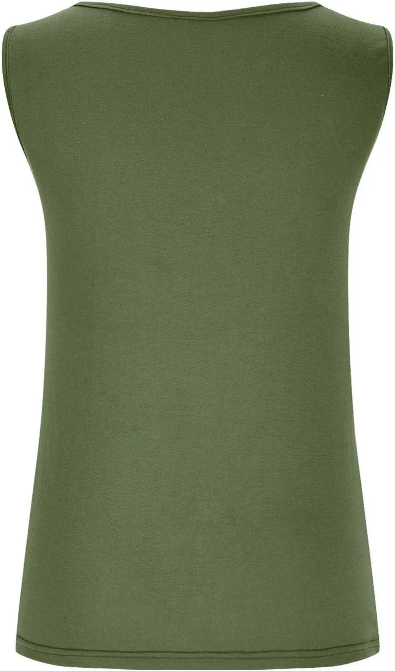 Binmer Ruched Button Decor Tank Top for Womens 2024 Trendy V Neck Shirts Casual Solid Party Club Vest Summer Sleeveless Tees