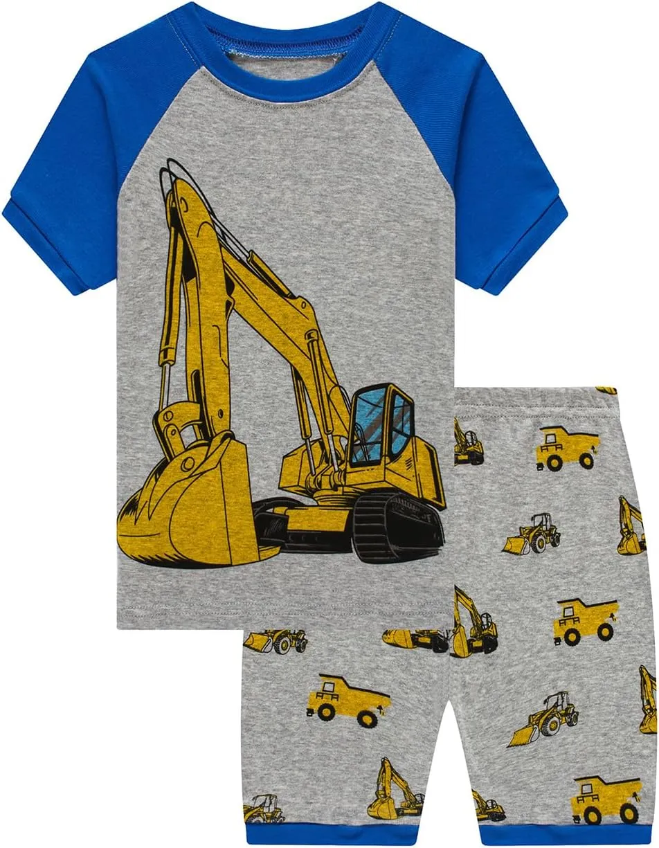 Boys Cotton Dinosaur Pajamas Kids Summer Shorts Space Pjs Toddlers Truck Sleepwear Sets 18Months-10Years