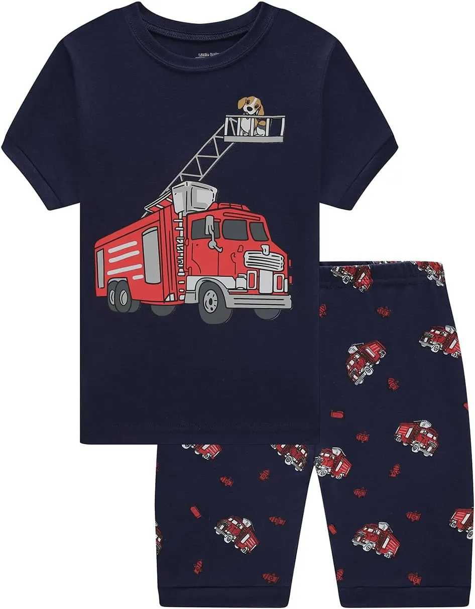 Boys Cotton Dinosaur Pajamas Kids Summer Shorts Space Pjs Toddlers Truck Sleepwear Sets 18Months-10Years