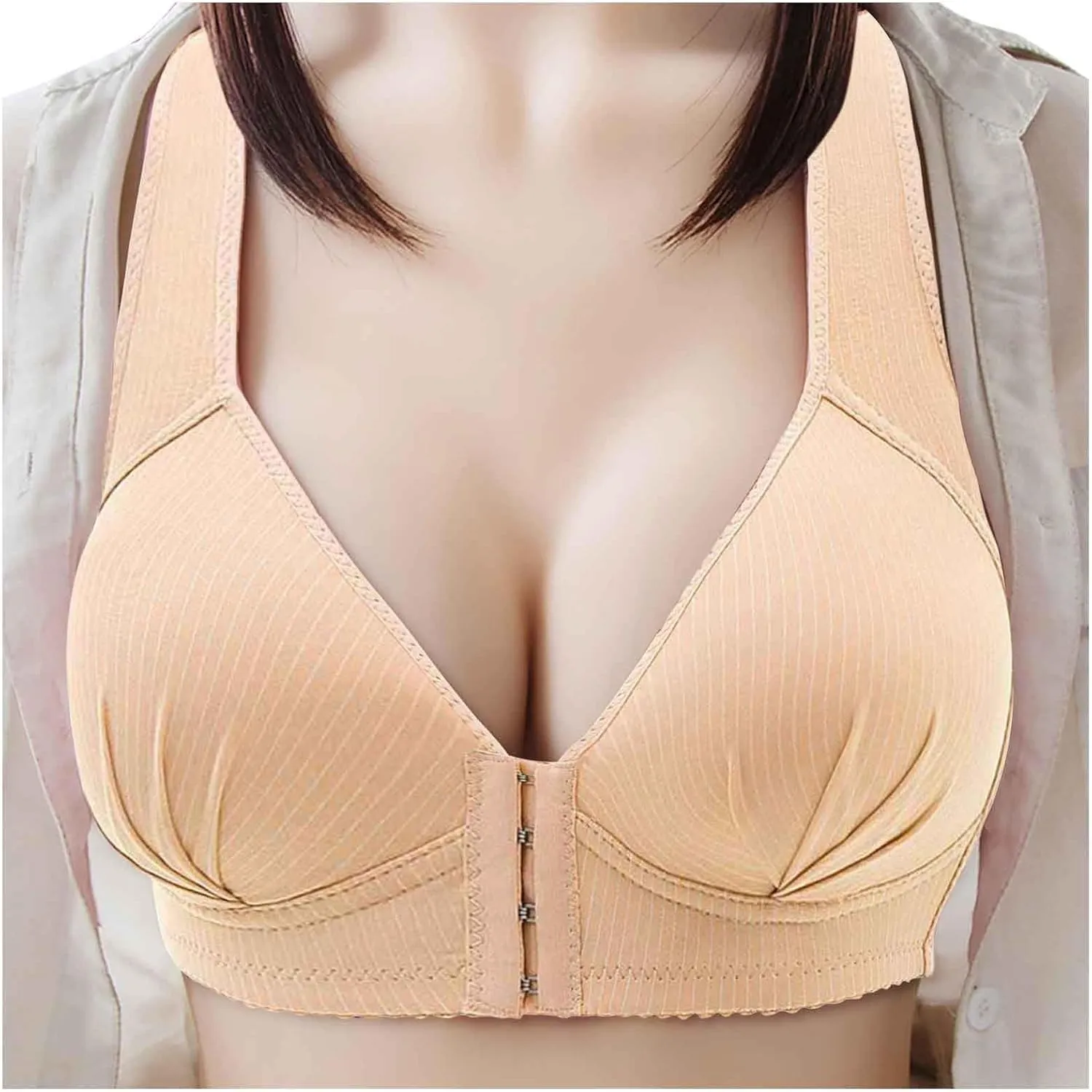 Bra for Women Wirefree Bras Front Close Everyday Bra Padded No Underwire Bralette