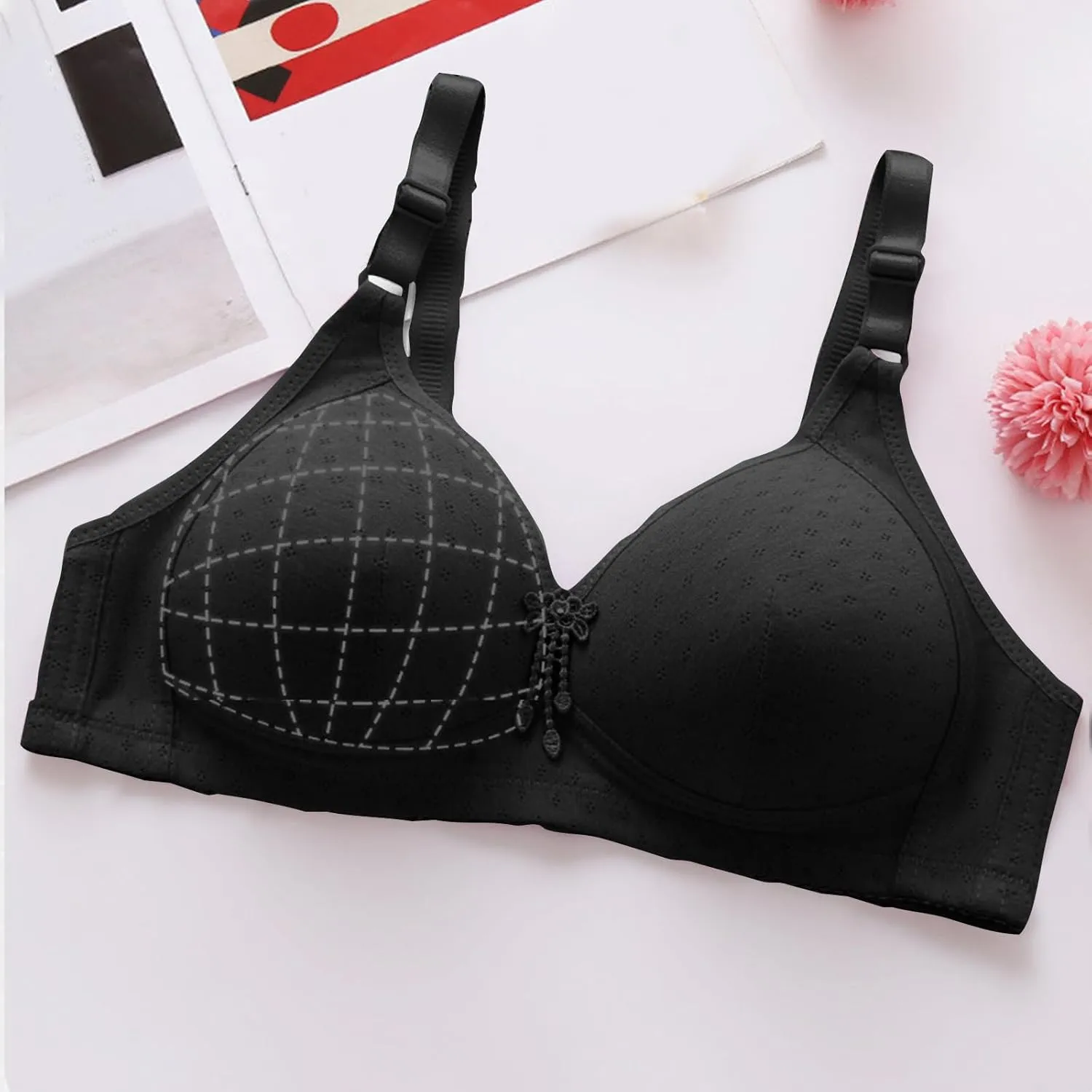 Bras for Women No Underwire Full Coverage Bra Comfortable Seamless Wireless Bras Adjustable Straps Everyday Bra