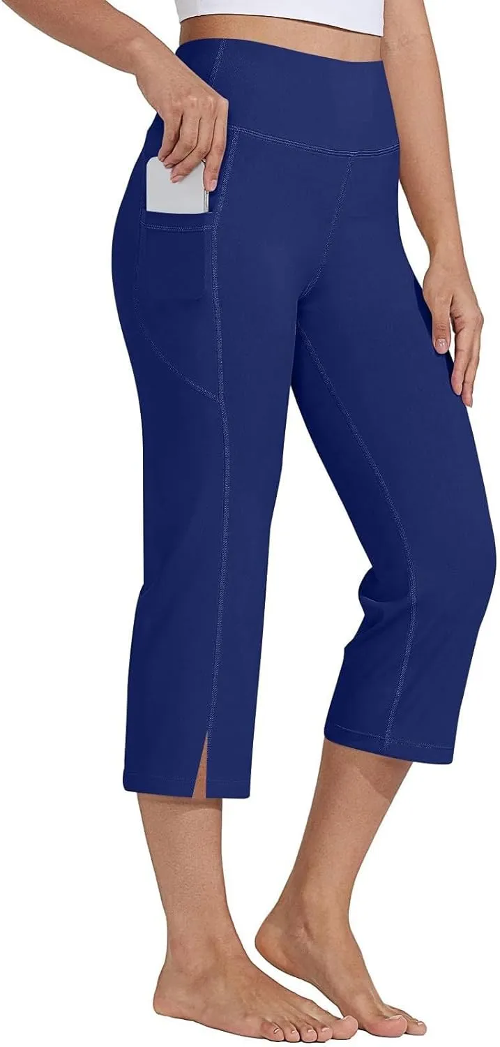 Capri Pants for Women 2025 Plus Size Yoga Pants Women's Capri Workout Crop Pant Leggings with Pockets for Women