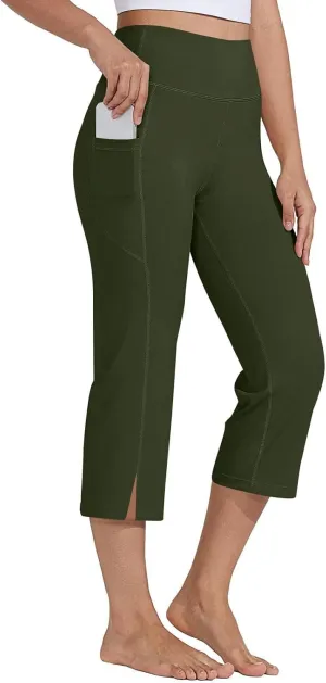 Capri Yoga Pants for Women Dressy Casual Soft High Waisted Tummy Control Wide Leggings Workout with Pockets