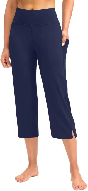 Capri Yoga Pants for Women Dressy Casual Soft High Waisted Tummy Control Wide Leggings Workout with Pockets