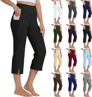 Capri Yoga Pants for Women Dressy Casual Soft High Waisted Tummy Control Wide Leggings Workout with Pockets