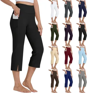 Capri Yoga Pants for Women Dressy Casual Soft High Waisted Tummy Control Wide Leggings Workout with Pockets
