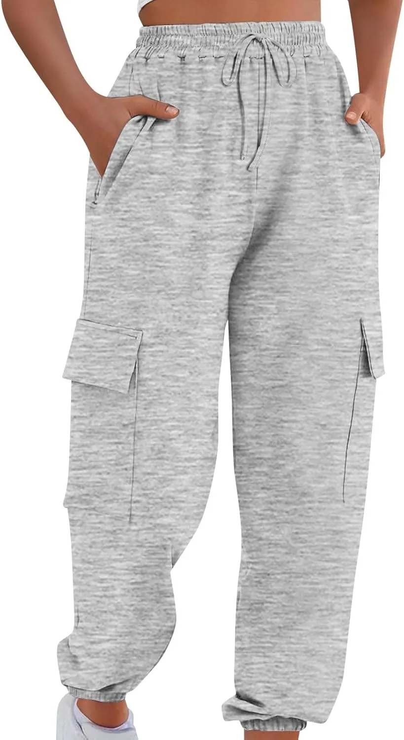 Cargo Joggers for Women Baggy High Waisted Sweatpants with Pockets Trendy Comfy Loose Workout Pants Jogging Pants