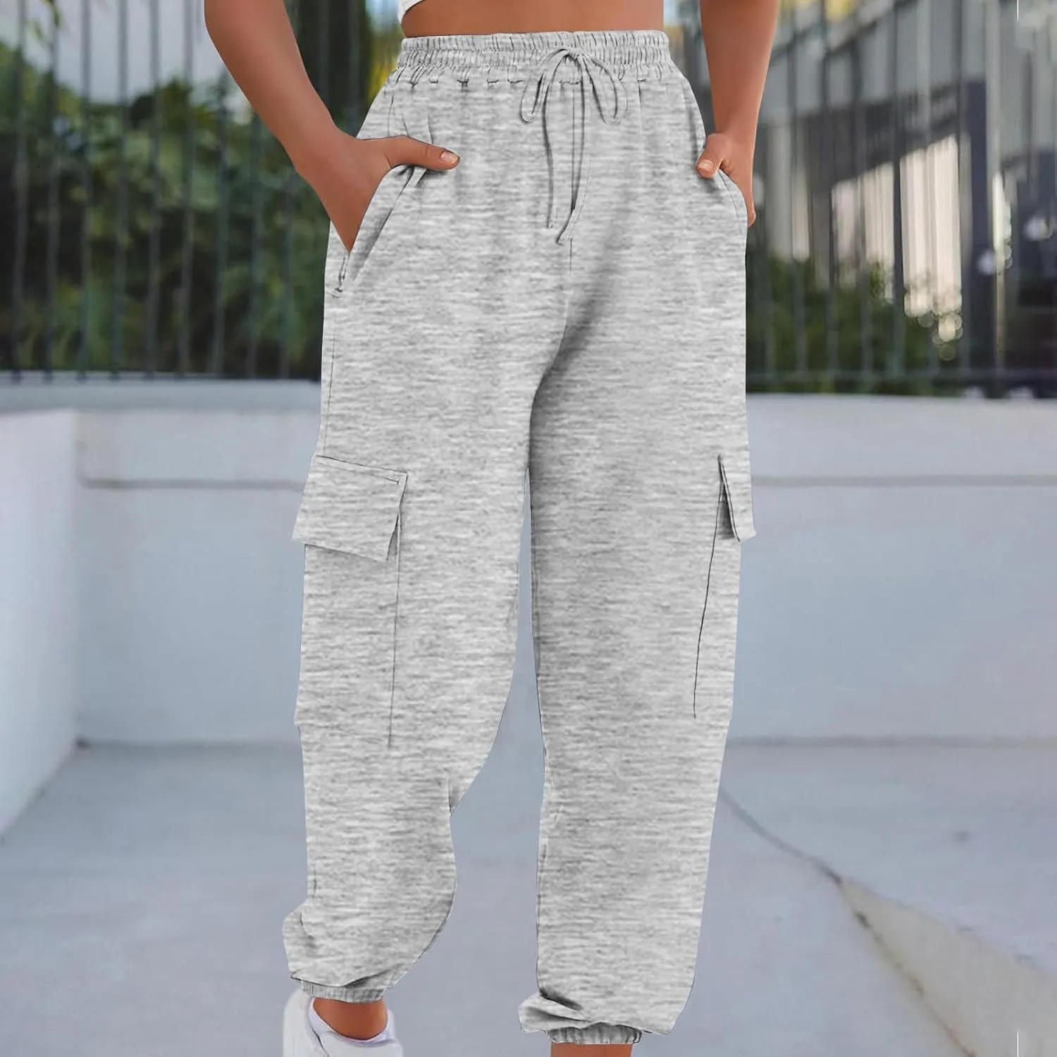 Cargo Joggers for Women Baggy High Waisted Sweatpants with Pockets Trendy Comfy Loose Workout Pants Jogging Pants