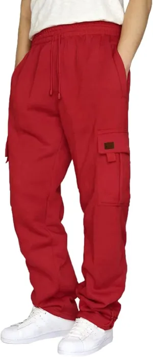 Cargo Pants For Men Men's Heavyweight Cargo Fleece Sweatpants Fashion Stretch Elastic Sports Jogger Trousers Pants