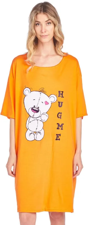 Casual Nights Short Sleeve Nightgowns for Women - Sleep Shirts Soft Cotton Blend Oversized One Size Dorm Night Shirts