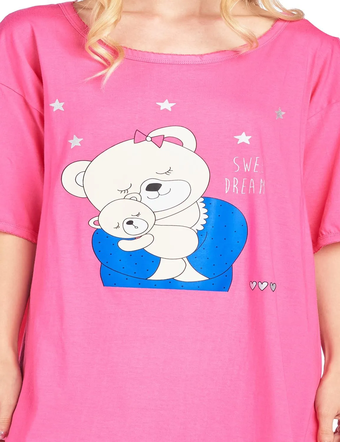 Casual Nights Short Sleeve Nightgowns for Women - Sleep Shirts Soft Cotton Blend Oversized One Size Dorm Night Shirts